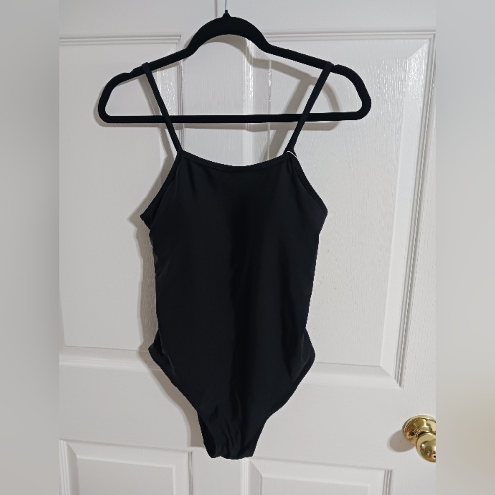 Size 8 Miss Adola One Piece Black Swimsuit Adjustable Straps Padded - Picture 1 of 6